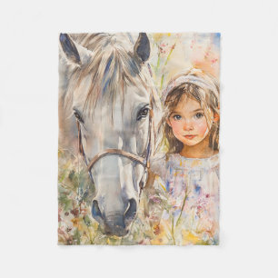 A Little Girl with a Horse Fleece Blanket