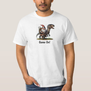 A Little Gnome Warrior Posing with his Dragon T-Shirt