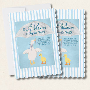 A Little Goose Is On The Way Baby Shower Scalloped Invitation