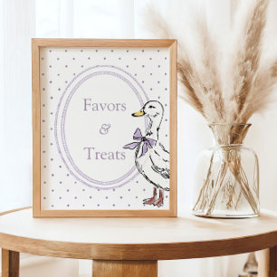 A Little Goose Purple Polkadot Baby Shower Poster