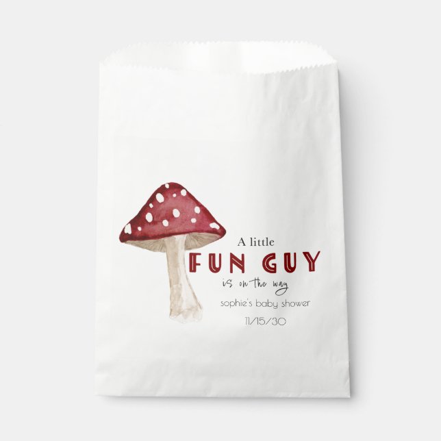 A Little Gun Guy Red Mushroom Boy Baby Shower  Favour Bags (Front)