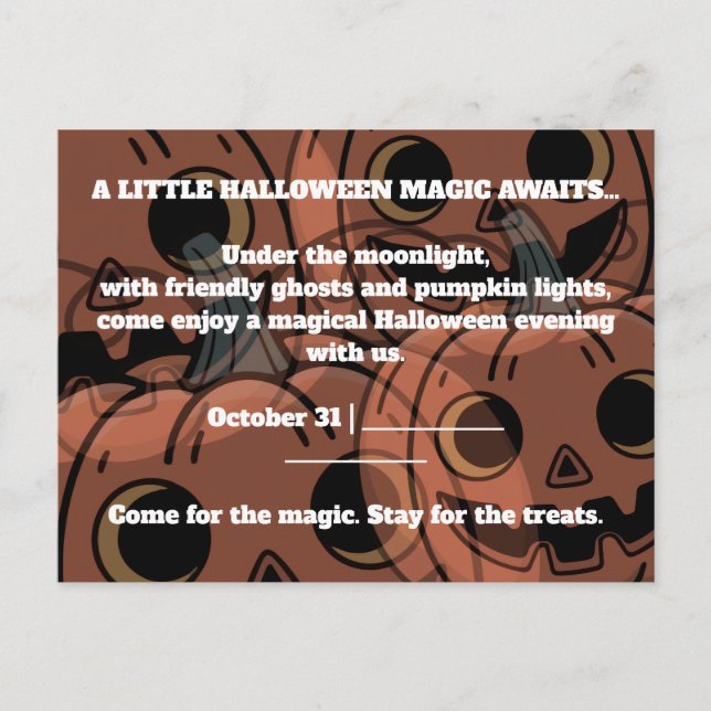 A LITTLE HALLOWEEN MAGIC AWAIT INVITATION POSTCARD (Front)