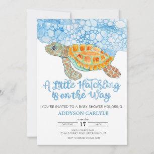 A Little Hatchling Boys Sea Turtle Baby Shower Invitation