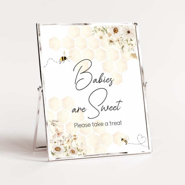A Little Honey Bee Baby Shower Babies are Sweet Poster (As Sweet as can Bee Baby Shower Babies are Sweet Sign)