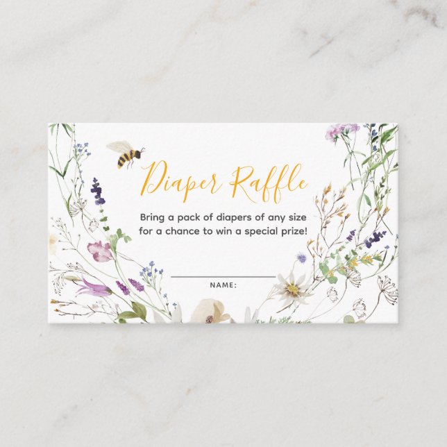 A Little Honey Bee Baby Shower Diaper Raffle Enclosure Card (Front)