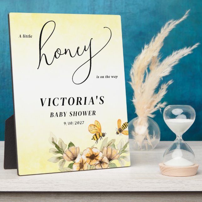 A little honey bee Baby Shower Welcome Sign Plaque (Side)