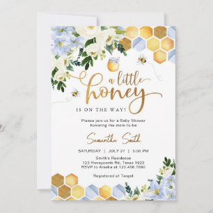 A Little Honey Bee Floral Baby Shower Invitation
