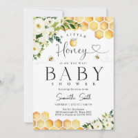 A Little Honey Bee Floral Baby Shower Invitation