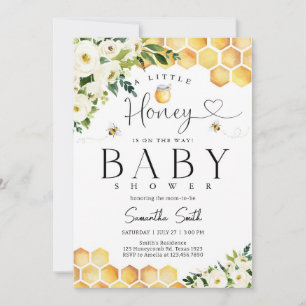 A Little Honey Bee Floral Baby Shower Invitation