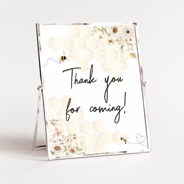A Little Honey Bee Thank you for Coming Poster (As Sweet as can Bee Baby Shower Thank you for Coming Sign)