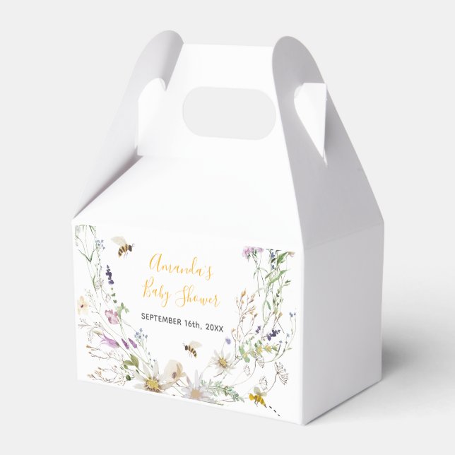 A Little Honey Bee Wildflower Baby Shower Favour Box (Front Side)