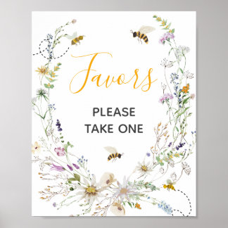 A Little Honey Bee Wildflower Baby Shower Favours Poster