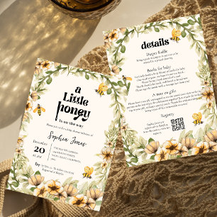 A little honey   flower   Bee   baby shower  Invitation