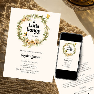 A little honey gender neutral flower baby shower invitation