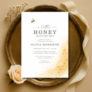 A Little Honey Honeycomb Bee Baby Shower Invitation