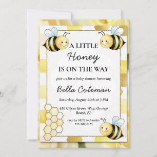 a little honey is on the way baby shower invitation