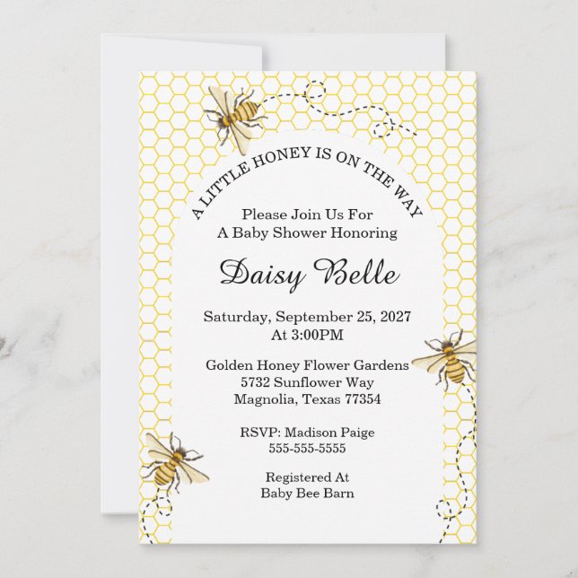 A little Honey Is On The Way Baby Shower Invitation (Front)