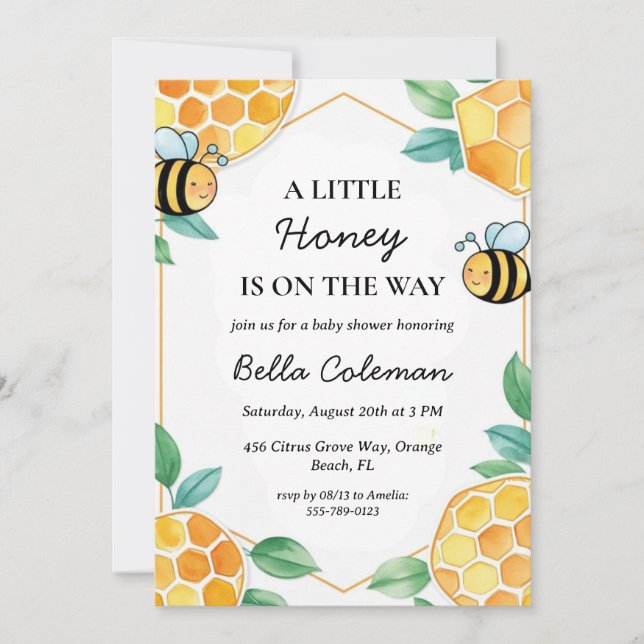 a little honey is on the way baby shower invitation (Front)