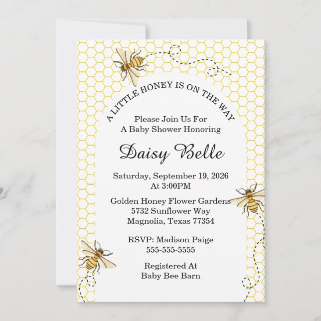 A little Honey Is On The Way Baby Shower Invitation (Front)