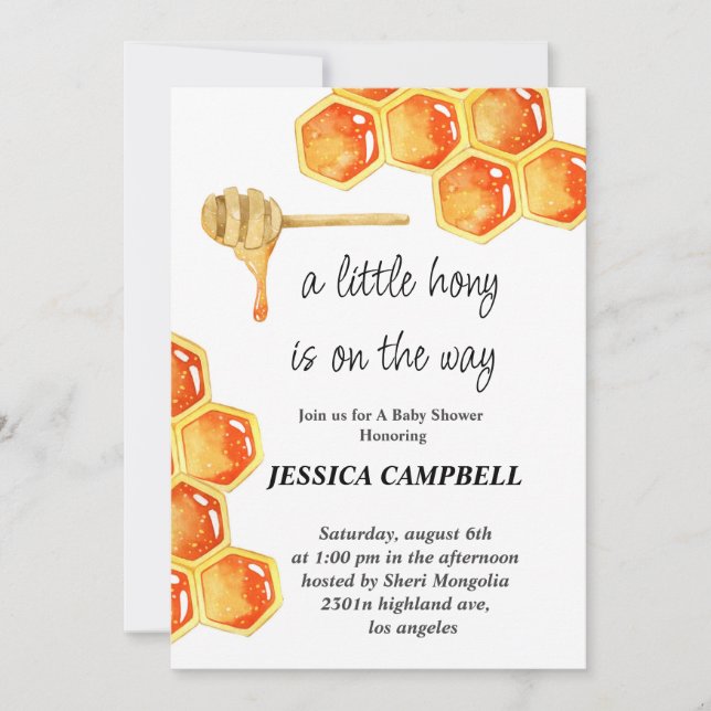 A Little Honey Is on the Way - Baby Shower Invite (Front)