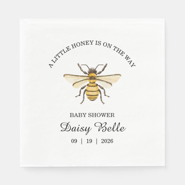 A little Honey Is On The Way Baby Shower Napkins (Front)