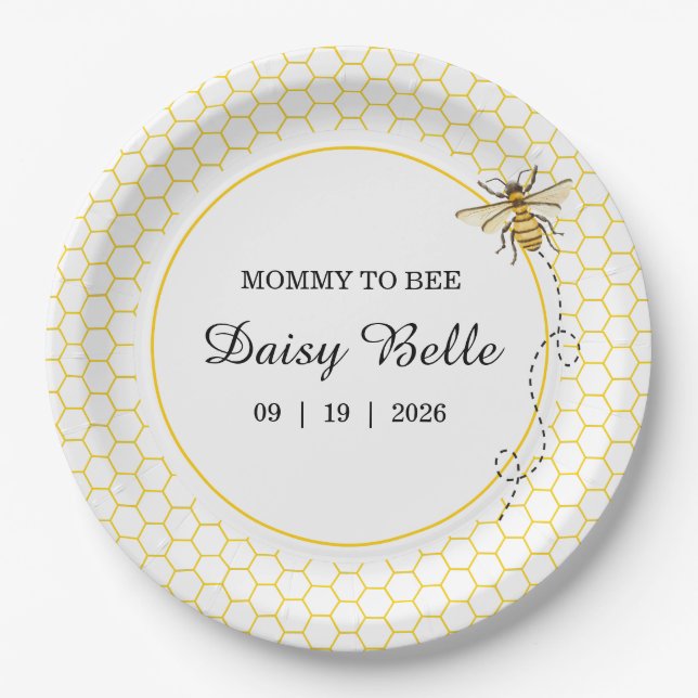 A little Honey Is On The Way Baby Shower Paper Plate (Front)