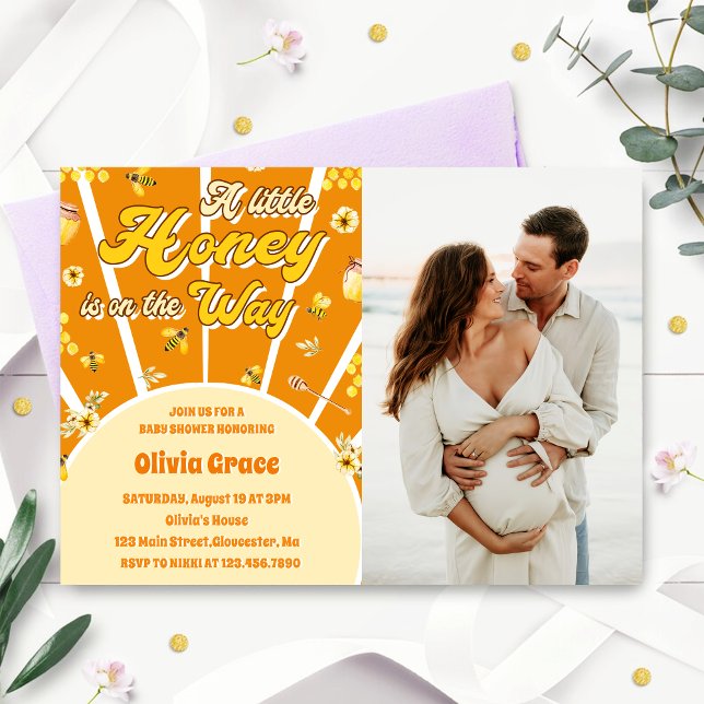 A Little Honey Is On The Way Baby Shower Photo Invitation (Creator Uploaded)