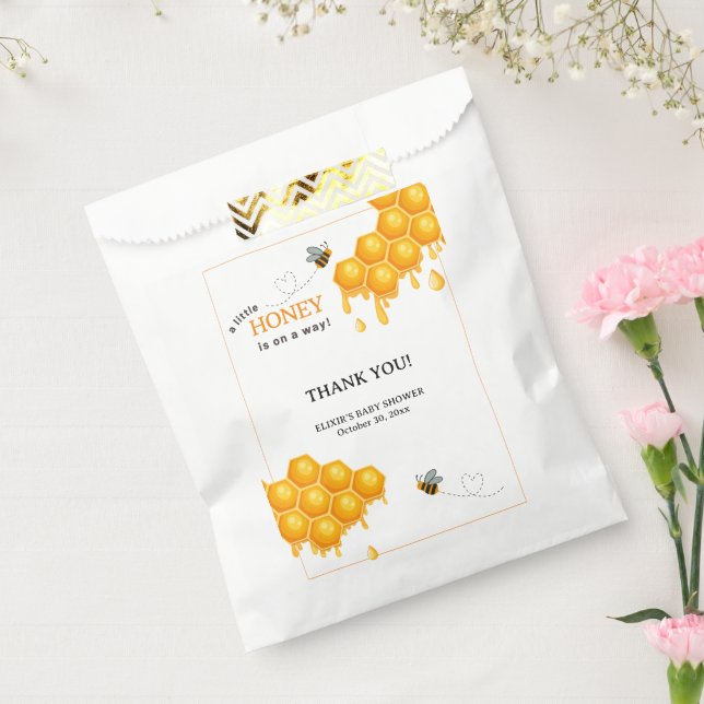 A Little Honey Is On the Way Honeycomb Baby Shower Favour Bags (Sealed)