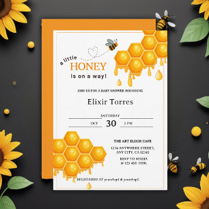 A Little Honey Is On the Way Honeycomb Baby Shower Invitation