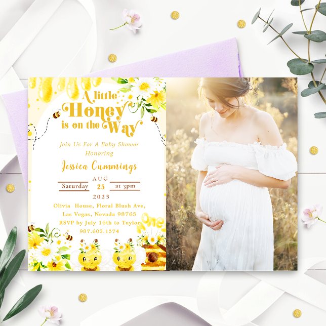 A Little Honey Is On The Way Photo Invitation (Creator Uploaded)