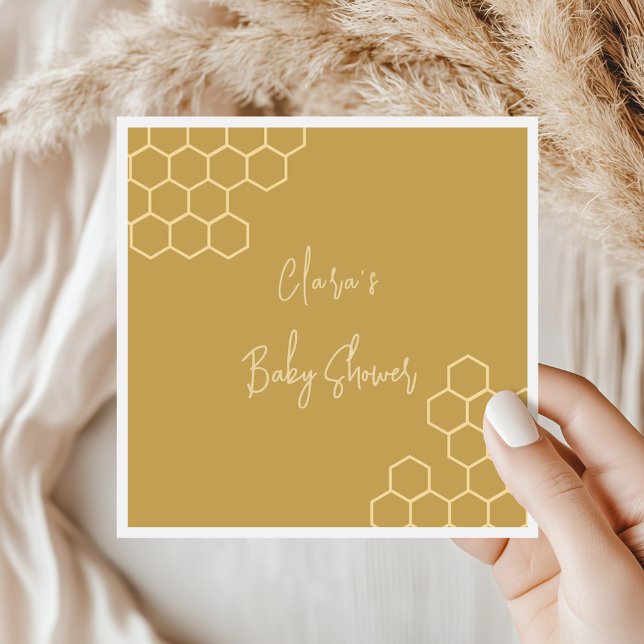 A Little Honey Minimal Golden Beige Baby Shower Napkin (Creator Uploaded)