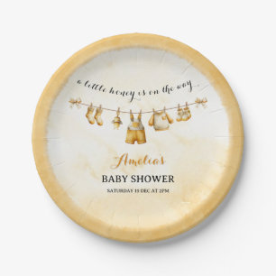 A little Honey On The Way Clothesline Baby Shower Paper Plate