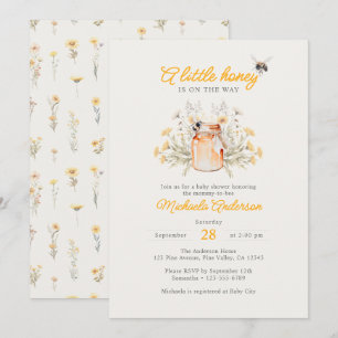 A Little Honey On The Way Watercolor Baby Shower Invitation