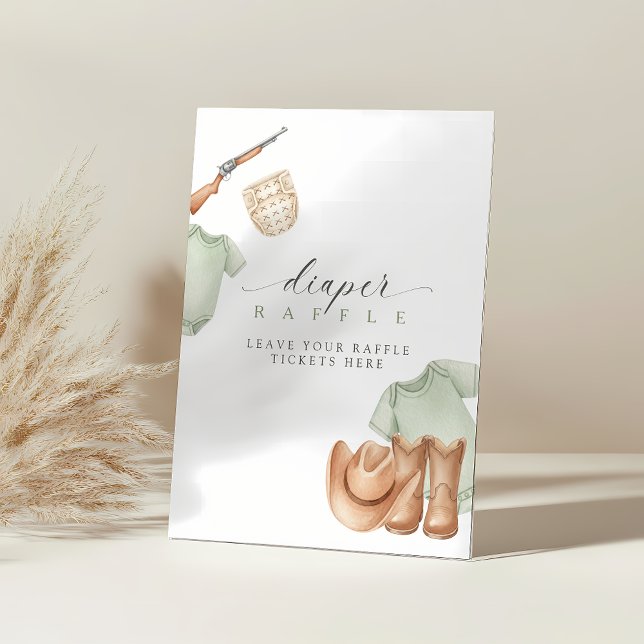 A little hunter is on the way baby shower diaper pedestal sign (hunting diaper raffle sign)