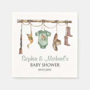 A Little Hunter Is On The Way Baby Shower Party Napkin