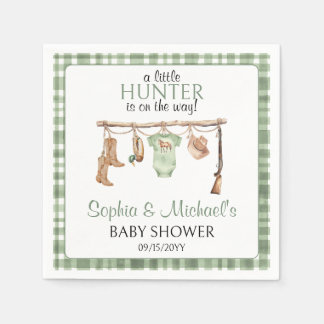 A Little Hunter Is On The Way Baby Shower Party Napkin