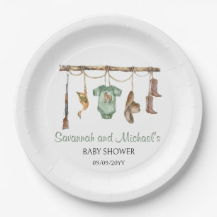 A little hunter is on the way Baby Shower Party Paper Plate