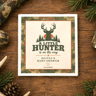 A Little Hunter is on the Way Camo Baby Shower Napkin