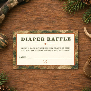 A Little Hunter is on the Way Camo Diaper Raffle Enclosure Card