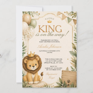 A Little King Lion On The Way Baby Shower Jungle Invitation