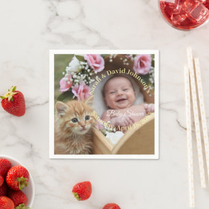 A little kitten and a tiny human Paper Napkin