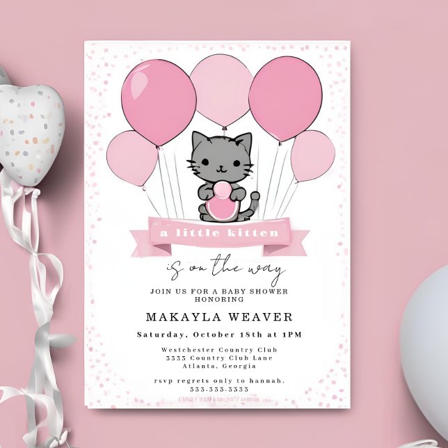 a little kitten Kitty Baby Shower Invitation (Creator Uploaded)