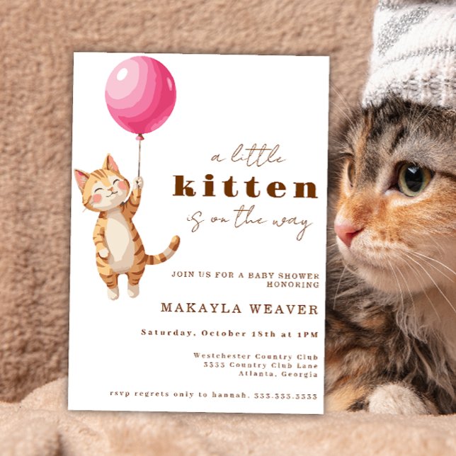 a little kitten Kitty Baby Shower Invitation (Creator Uploaded)