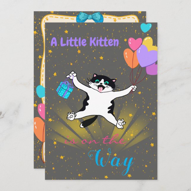 A Little Kitten On the way Baby Shower Invitation (Front/Back)