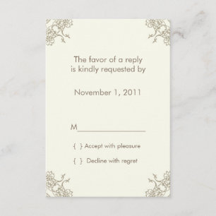 A Little Lacey (cream) RSVP card with envelope