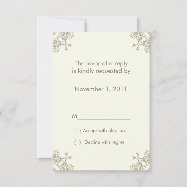 A Little Lacey (cream) RSVP card with envelope (Front)