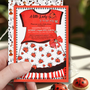 A Little Lady is on Her Way Watercolor Ladybug  Invitation