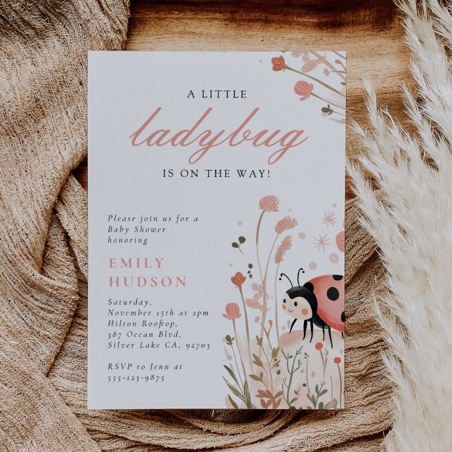 A Little Ladybug Is On The Way Baby Shower Invitation (Creator Uploaded)