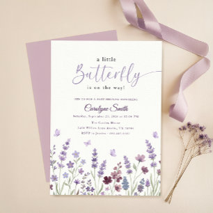 A Little Lavender Butterfly Wildflower Baby Shower Invitation