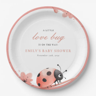 A Little Love Bug Is On The Way Baby Shower Paper Plate